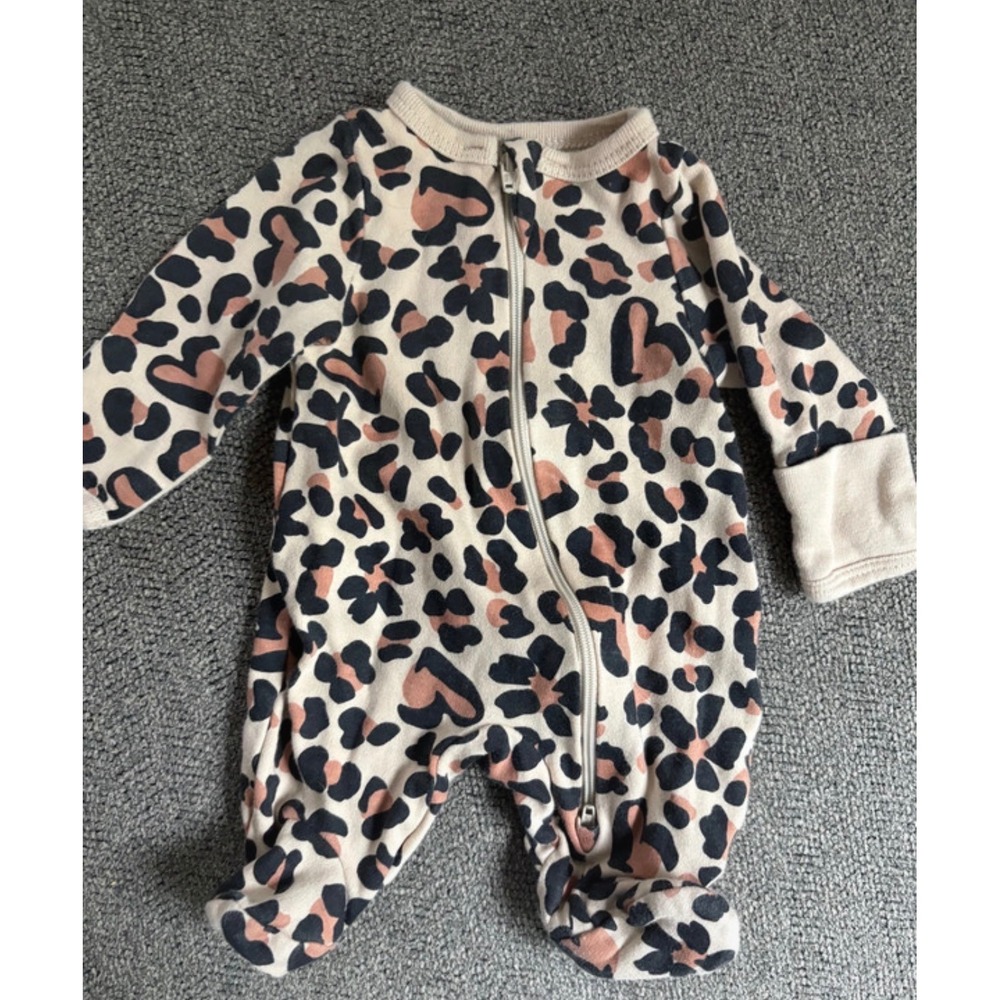 3 pack Baby Preemie Sleep Play Pajamas Lot 3 Ribbed Leopard Floral - Picture 4 of 8